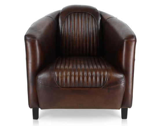 Leather club armchair dark brown
