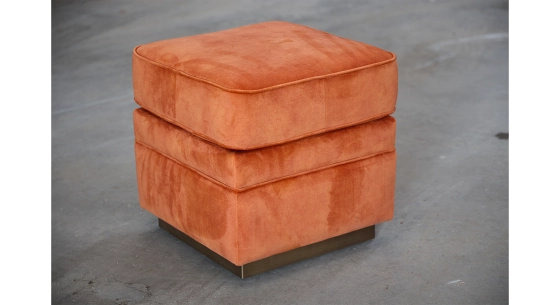 Terracotta velvet fabric pouf