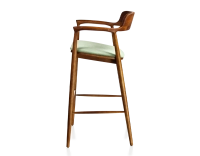 Bar stool h80 cm cherry-stained wood green fabric seat Bar stool h80 cm cherry-stained wood green fabric seat