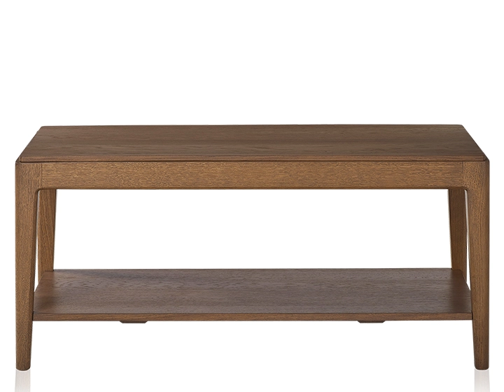 Rectangular oak coffee table with shelf walnut stain 100x50 cm Rectangular oak coffee table with shelf walnut stain 100x50 cm