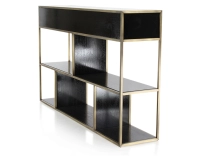 Console design frêne laqué noir et métal patine laiton Console design frêne laqué noir et métal patine laiton