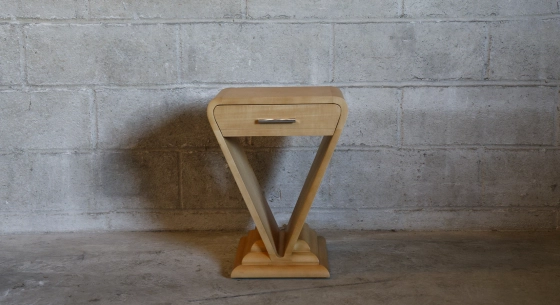 Art Deco console with double drawers walnut stained wood