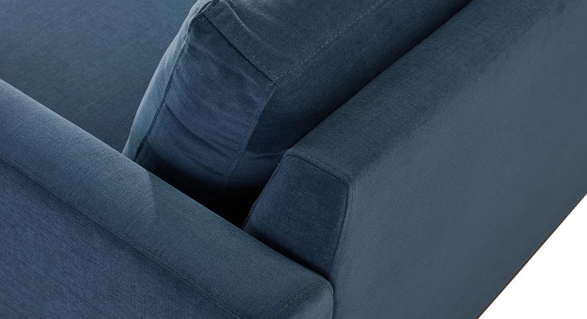 Canapé design 3 places tissu bleu jean
