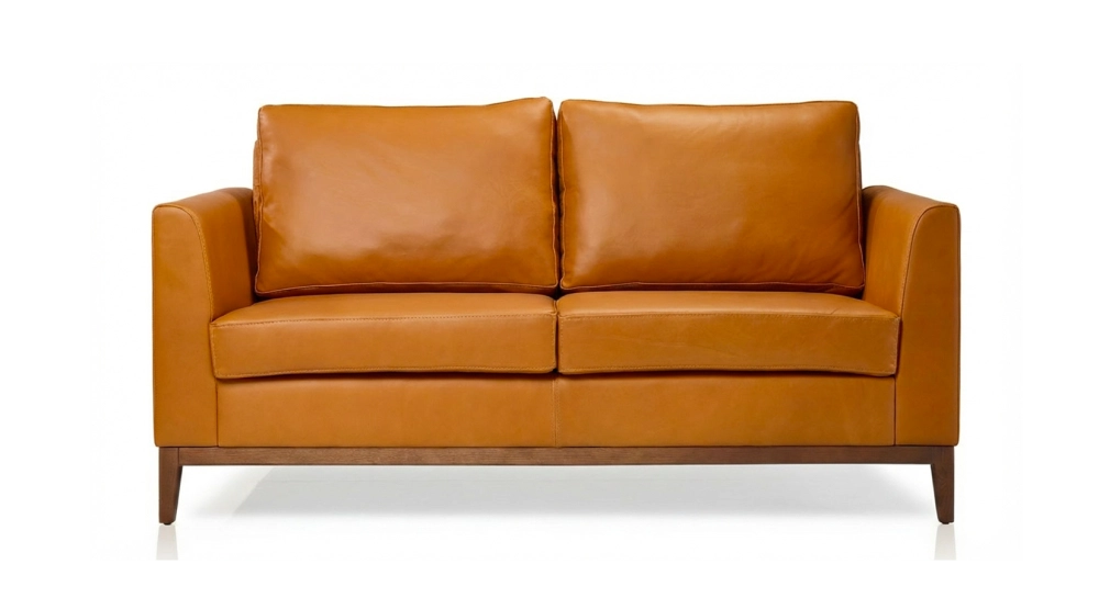 Canapé design 2 places cuir caramel