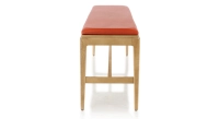 Banc design bois teinte naturelle assise cuir coquelicot L160 cm Banc design bois teinte naturelle assise cuir coquelicot L160 cm