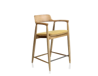 Bar stool h60 cm natural wood stain yellow fabric seat Bar stool h60 cm natural wood stain yellow fabric seat