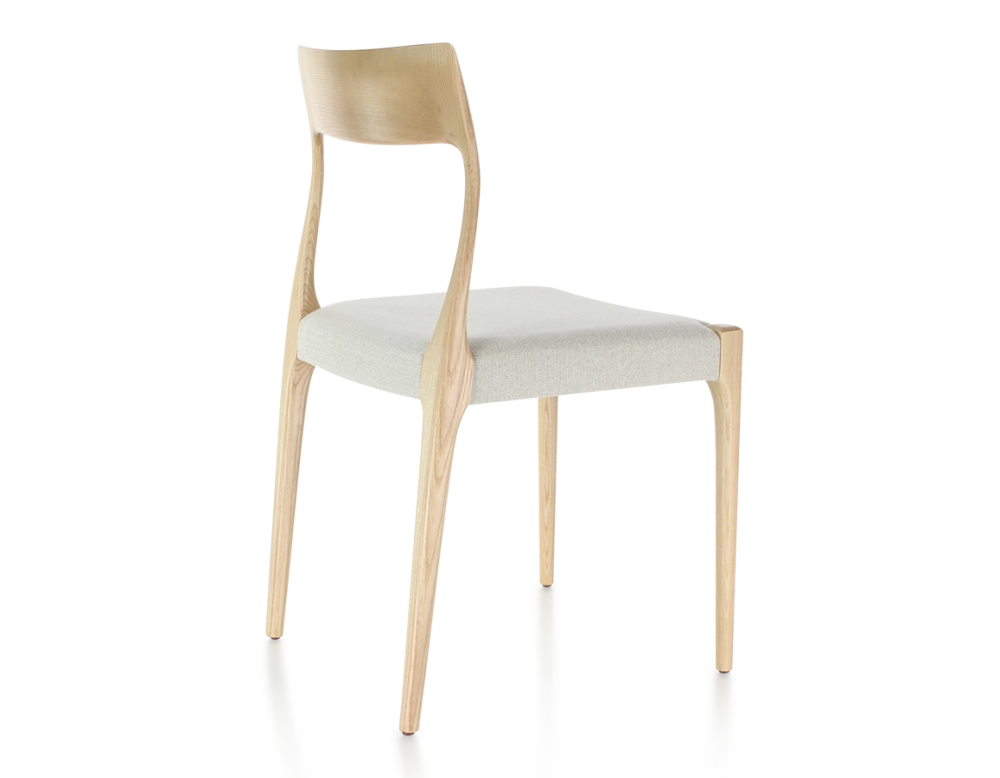Chaise scandinave bois teinte naturelle assise tissu beige naturel Chaise scandinave bois teinte naturelle assise tissu beige naturel