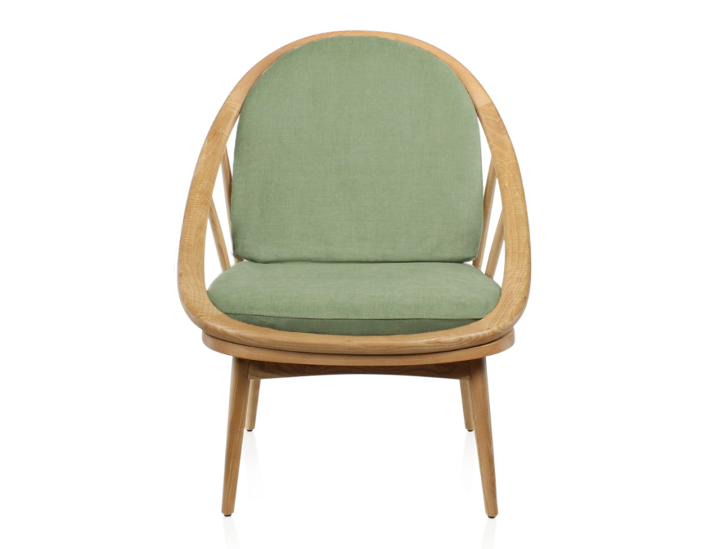 Fauteuil scandinavex bois teinte naturelle et tissu vert Fauteuil scandinavex bois teinte naturelle et tissu vert
