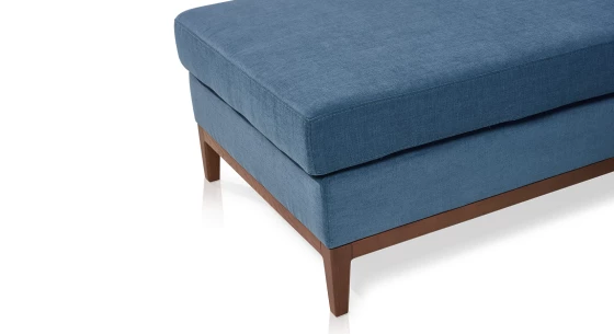 Canapé d'angle méridienne gauche 4 places tissu bleu jean (1 module droit 2 places)