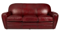Sofá club de piel de 3 plazas rojo carmín reposabrazos ribete