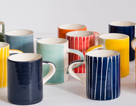 Plain light grey ceramic mug