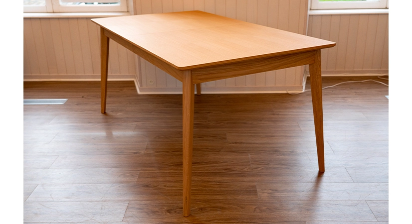 Table extensible 6 à 8 personnes en chêne allonge bois teinte naturelle 160x90 cm