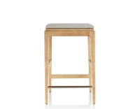 Taburete de bar de diseño H60 cm madera tinte natural asiento tejido beige natural