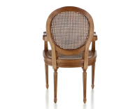 Chaise ancienne style Louis XVI avec accoudoirs bois teinte ancienne assise et dossier cannés Chaise ancienne style Louis XVI avec accoudoirs bois teinte ancienne assise et dossier cannés