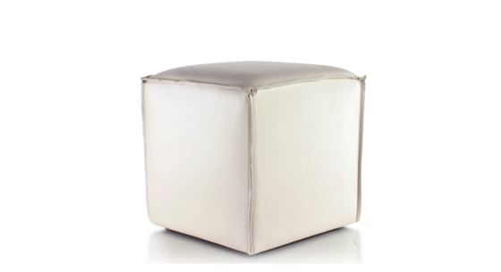 Pouf cuir de vachette gris perle