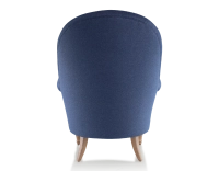 Fauteuil crapaud avec accoudoirs pieds bois teinte noyer et tissu bleu marine haut dossier Fauteuil crapaud avec accoudoirs pieds bois teinte noyer et tissu bleu marine haut dossier