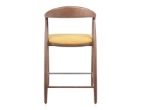 Bar stool H60 cm walnut-stained wood and yellow fabric Bar stool H60 cm walnut-stained wood and yellow fabric