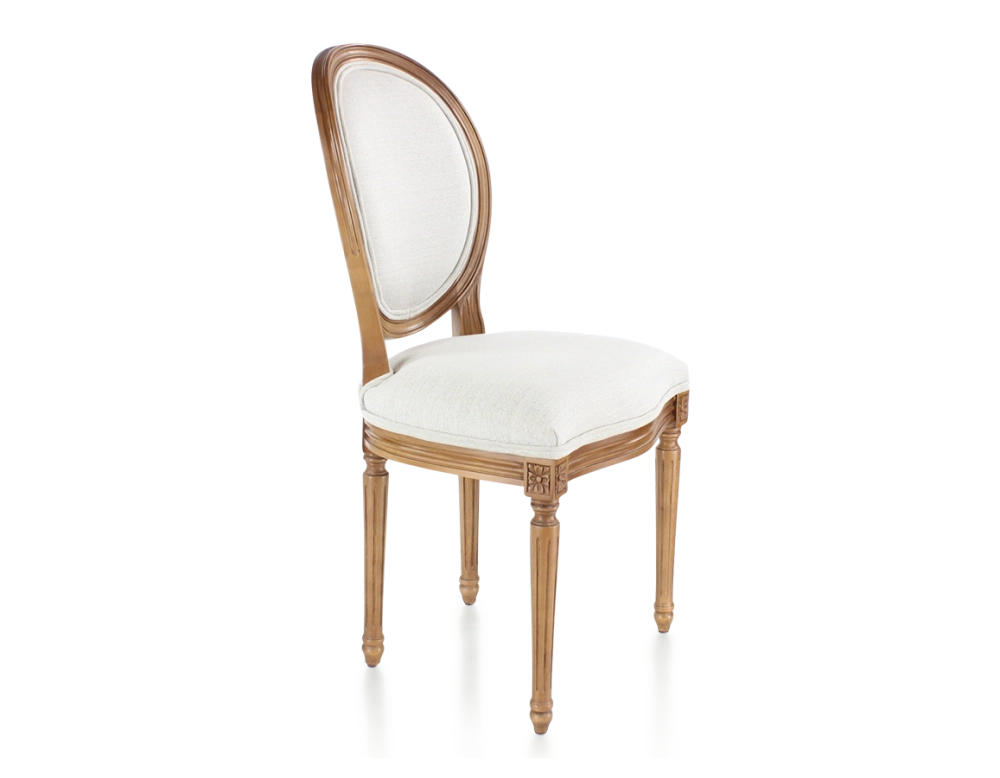 Chaise ancienne style Louis XVI bois teinte ancienne et tissu beige naturel Chaise ancienne style Louis XVI bois teinte ancienne et tissu beige naturel