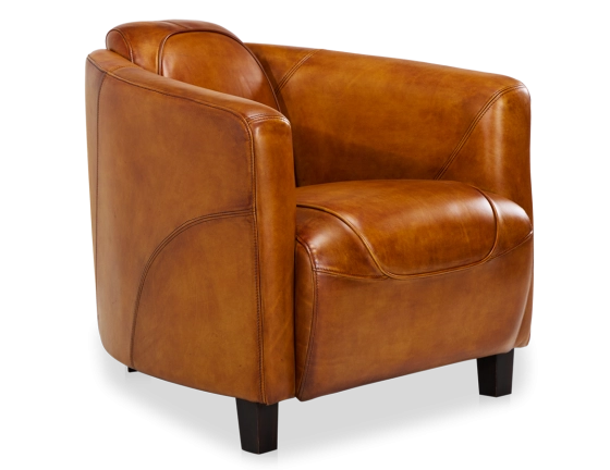 Fauteuil club cuir cognac