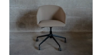 Chaise de bureau à roulette assise tissu beige texturé