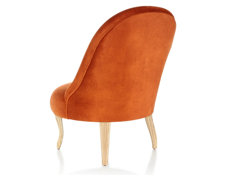 Fauteuil crapaud sans accoudoirs pieds bois teinte naturelle et tissu velours terracotta Fauteuil crapaud sans accoudoirs pieds bois teinte naturelle et tissu velours terracotta