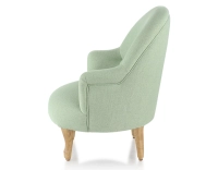 Fauteuil crapaud avec accoudoirs pieds bois teinte naturelle et tissu vert sauge Fauteuil crapaud avec accoudoirs pieds bois teinte naturelle et tissu vert sauge
