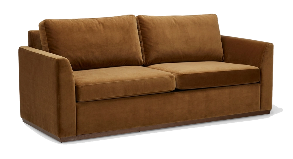 Canapé design 3 places tissu velours bronze