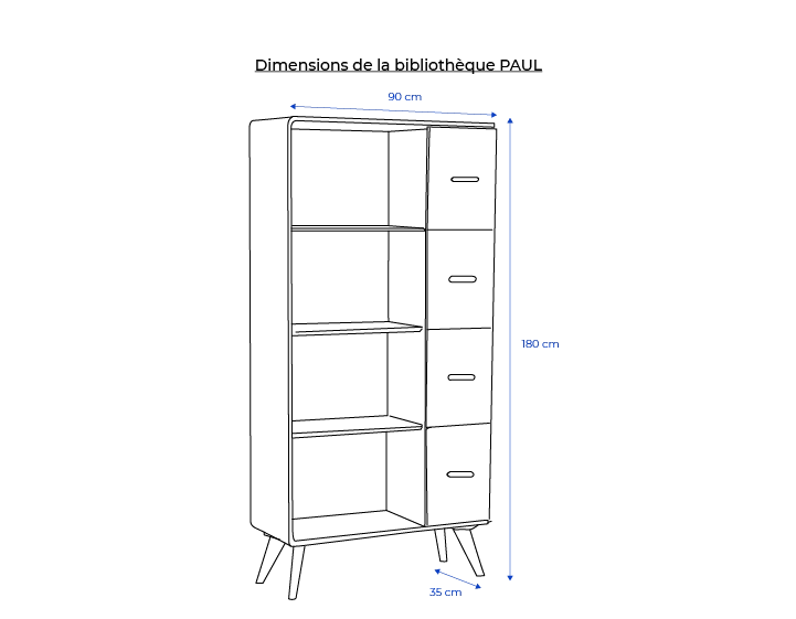 Bibliothèque en chêne bois teinte marron foncé