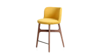 Taburete de bar h60 cm madera tinte nogal asiento tejido amarillo