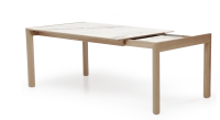 Table extensible 8 à 12 personnes en chêne et céramique allonges céramique bois teinte naturelle et céramique effet marbre blanc m1 160x100 cm Table extensible 8 à 12 personnes en chêne et céramique allonges céramique bois teinte naturelle et céramique effet marbre blanc m1 160x100 cm