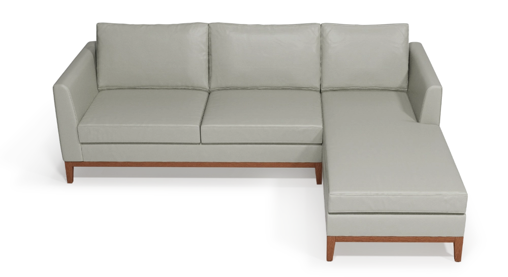 Canapé d'angle méridienne droite 4 places cuir gris perle (2g - md) Canapé d'angle méridienne droite 4 places cuir gris perle (2g - md)
