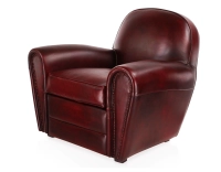 Leather club armchair burgundi studded armrests Leather club armchair burgundi studded armrests