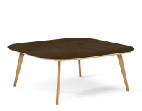 Table basse carré aux angles arrondis F2 en chêne et céramique bois teinte naturelle plateau céramique brun oxydé 100x100x40 cm