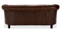 Canapé Chesterfield cuir 2 places marron soutenu accoudoirs cloutés