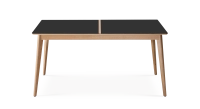 Table salle à manger 6 personnes en chêne et céramique avec bois teinte naturelle et plateau céramique noir unie 140x90 cm Table salle à manger 6 personnes en chêne et céramique avec bois teinte naturelle et plateau céramique noir unie 140x90 cm