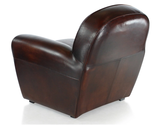 Leather club armchair dark brown studded armrests
