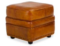 Pouf cuir cognac bord clouté Pouf cuir cognac bord clouté
