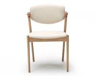 Scandinavian chair natural wood finish with off-white fabric seat Scandinavian chair natural wood finish with off-white fabric seat