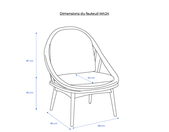 Fauteuil scandinave bois teinte noyer et tissu crème