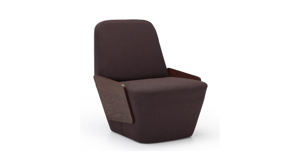 Fauteuil design sans accoudoirs chêne teinte foncé assise marron foncé Fauteuil design sans accoudoirs chêne teinte foncé assise marron foncé