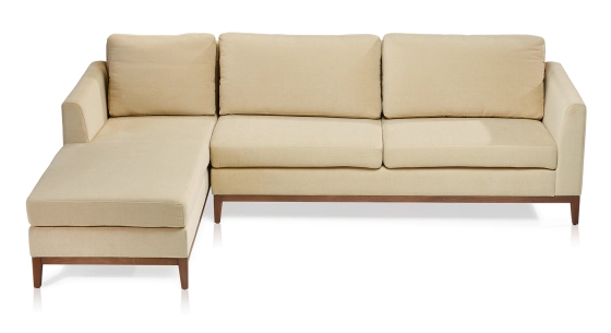 5 seater left hand corner sofa with chaise longue cream fabric (MG - 3D)