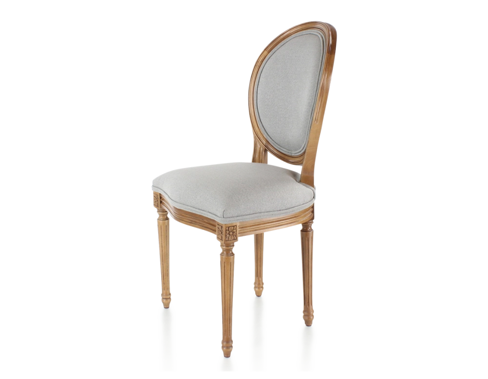 Chaise ancienne style Louis XVI bois teinte ancienne et tissu gris clair Chaise ancienne style Louis XVI bois teinte ancienne et tissu gris clair