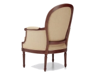 Sillón bergère moldurado estilo Luis XVI bois teinte ancienne et tissu crème