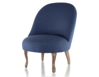 Fauteuil crapaud sans accoudoirs pieds bois teinte noyer et tissu bleu marine Fauteuil crapaud sans accoudoirs pieds bois teinte noyer et tissu bleu marine