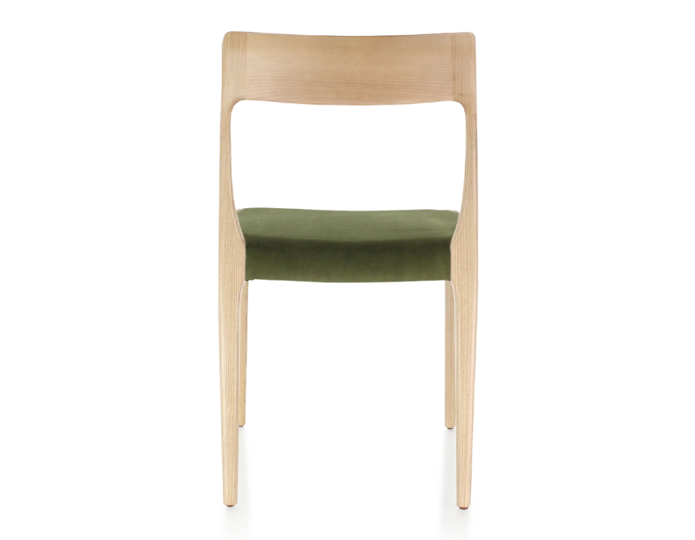 Scandinavian chair natural wood stain olive green fabric seat Scandinavian chair natural wood stain olive green fabric seat