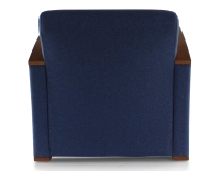Fauteuil design bois teinte merisier et tissu bleu marine Fauteuil design bois teinte merisier et tissu bleu marine