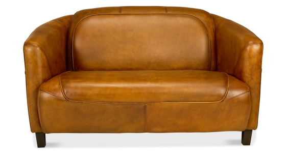 Canapé club cuir 2 places cognac