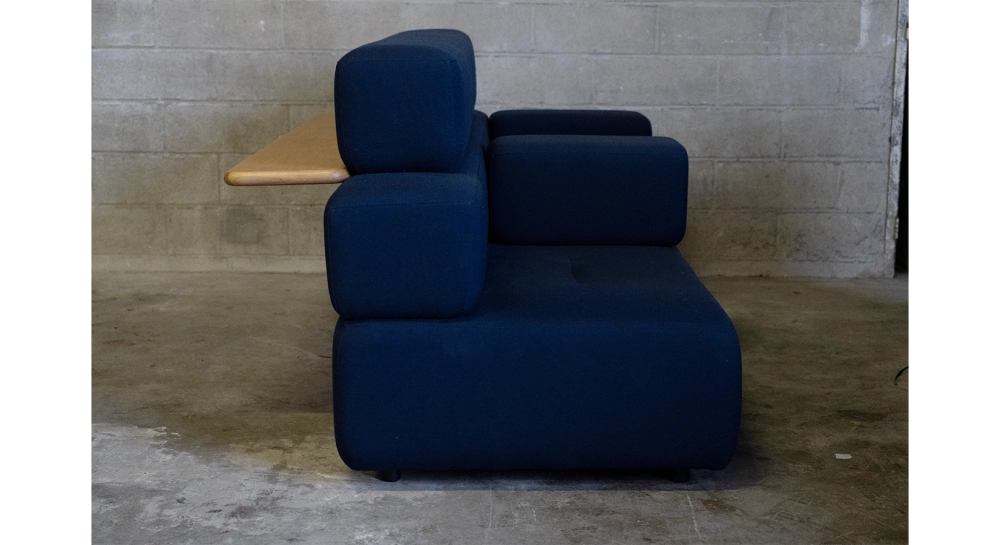 Antique 3 seater sofa tissu bleu marine