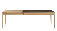 Table extensible 6 à 10 personnes en chêne et céramique allonges bois avec bois teinte naturelle et plateau céramique brun oxydé 140x90 cm Table extensible 6 à 10 personnes en chêne et céramique allonges bois avec bois teinte naturelle et plateau céramique brun oxydé 140x90 cm