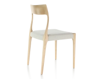 Chaise scandinave bois teinte naturelle assise tissu beige naturel Chaise scandinave bois teinte naturelle assise tissu beige naturel
